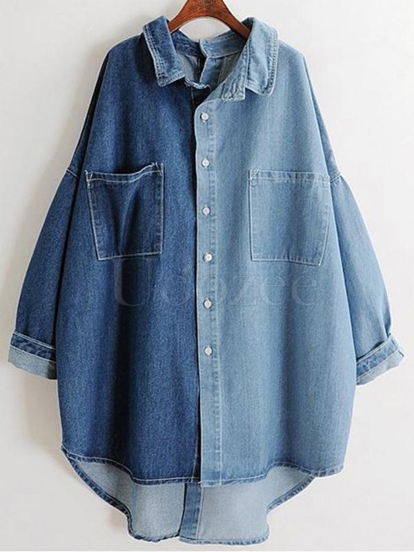 Casual Split-joint Jean Shirt