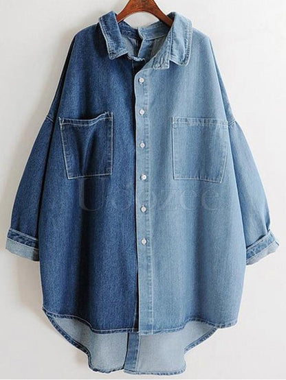 Casual Split-joint Jean Shirt