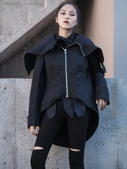 Fashion Solid Color Long Sleeves Zipper Quilted Coat