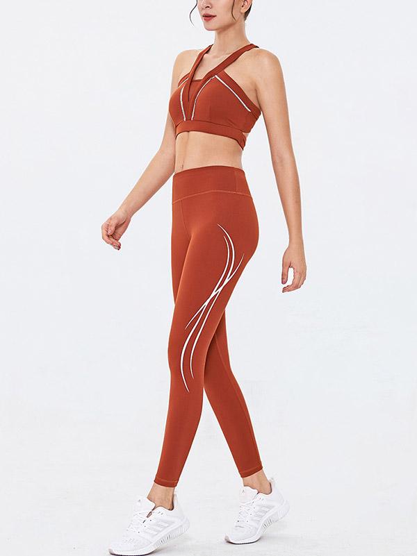 Printed Wrap Backless Yoga Suits