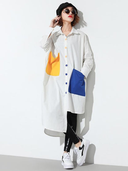 Irregular Colorful Split-joint Long Shirt