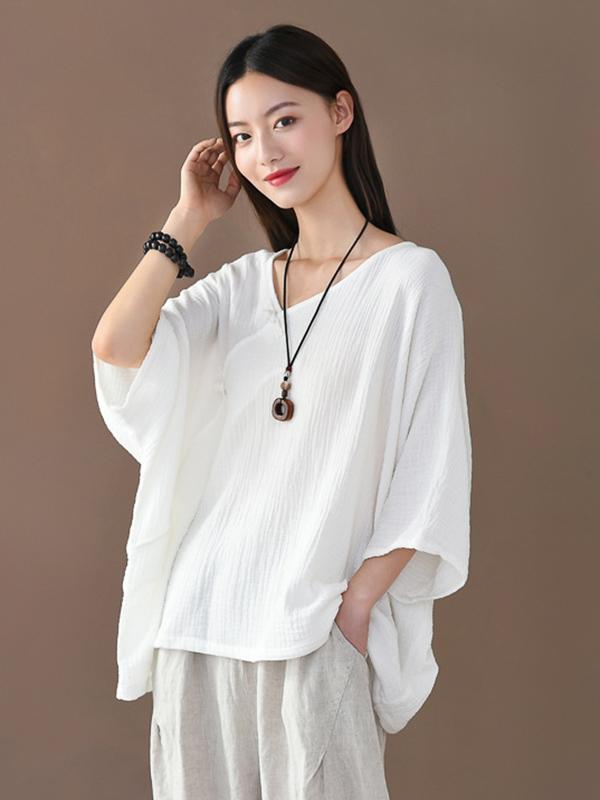 Vintage Solid Irregularity T-Shirts Tops