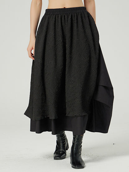 Vintage Tiered Elasticity Waist Loose Skirts