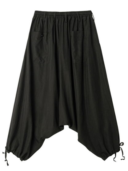 Original Loose Black Elastics Drawstring Tie Low Crotch Knickerbockers