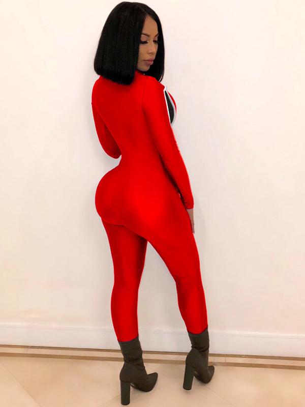 Fashion Casual Color-Block Sports Jumpsuits