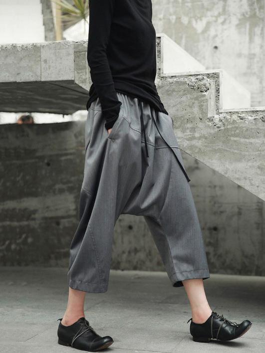 Loose Gray Leisure Harem Pants