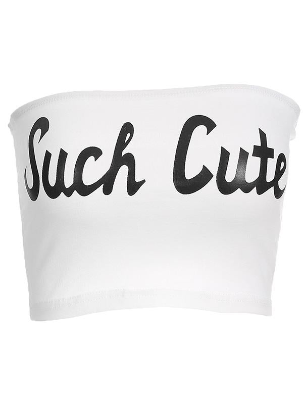 Street Casual Hip-Hop Letter Printed Strapless Tank