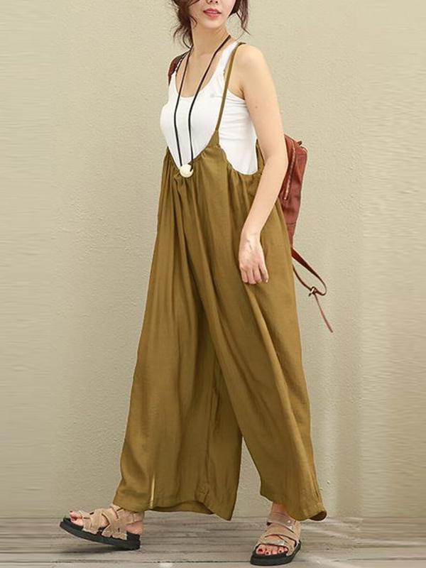 Loose Wide-leg Cotton Jumpsuit