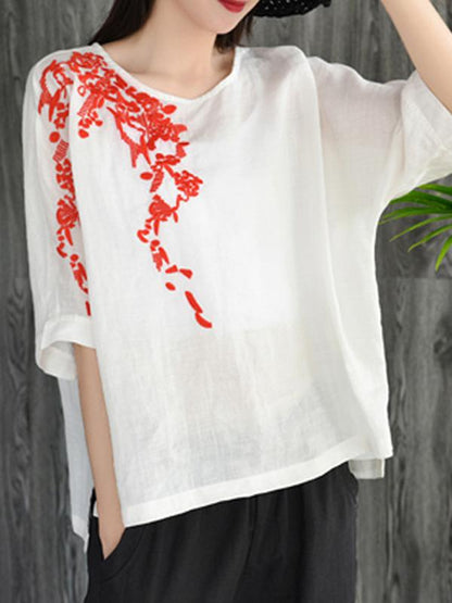 Loose Embroidered Cotton T-shirt