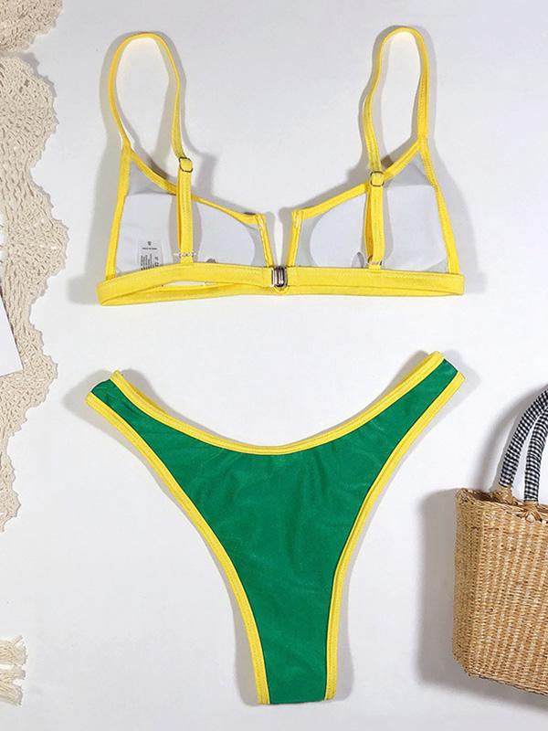 V-Neck Split-Joint Bikini Swimsuit