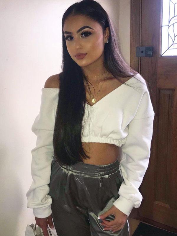 Sports V-Neck Hoodies&Sweatshirt Tops