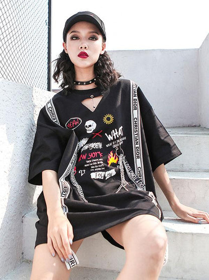 Summer Hip-hop Printed T-shirt Dress