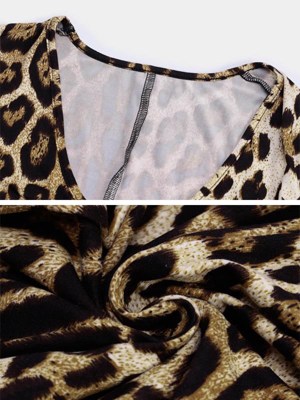 Leopard V-Neck Waistband Yoga Jumpsuits