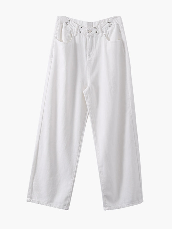 Urban Solid Color Empire Wide Leg Jean Pants