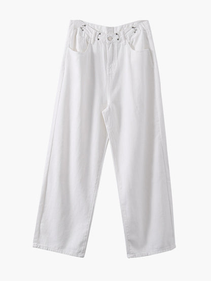 Urban Solid Color Empire Wide Leg Jean Pants