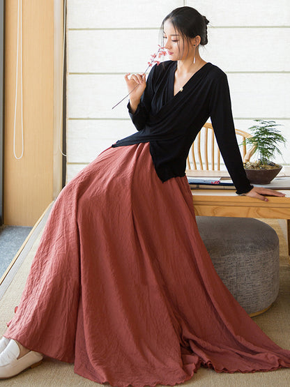 Original Loose Simple Linen Cotton Skirt
