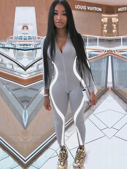 Zipper Skinny Long Sleeve Jumpsuits