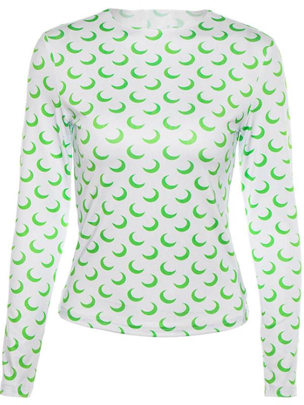 Printed Round-neck Long Sleeve Tee&Tank