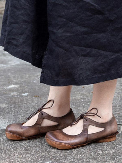 Genuine Leather Round Toe Sandals