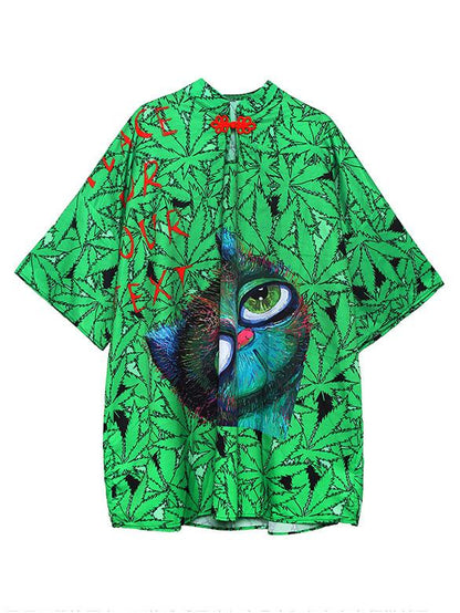 Oversize Printed Green Dress