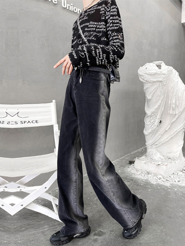 Vintage Gradient Wide Leg Column Jean Pants