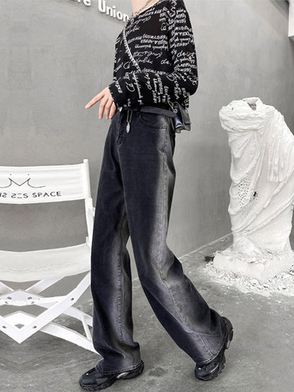Vintage Gradient Wide Leg Column Jean Pants