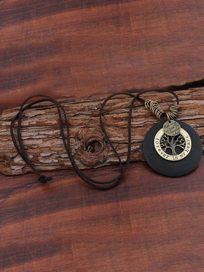 Vintage Wooden Circle Tree Shape Necklace Accessorie
