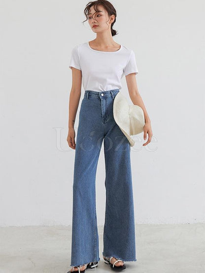 Casual Empire Column Wide Leg Jean Pants