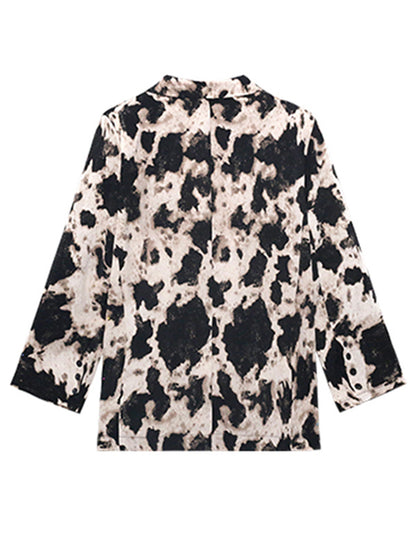 Stylish Original Printed Buttoned Split-Joint With Pocket Notched Collar Long Sleeves Blazer Outwear