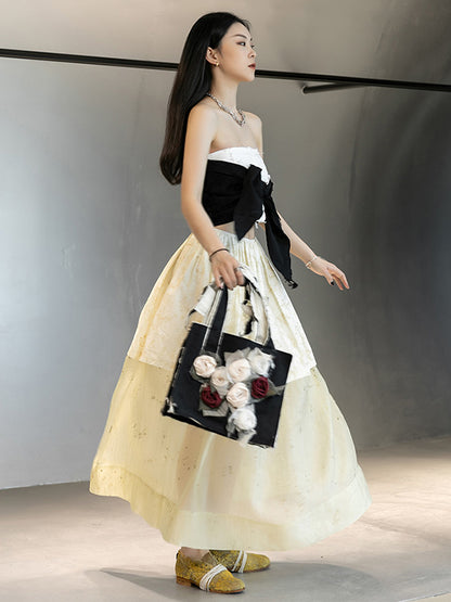 Stylish Split-Joint Pleated Empire Waisted A-Line Loose Skirts