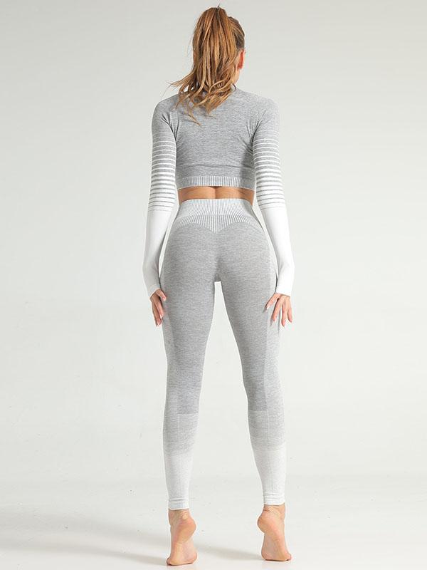 Stripe Knitting Yoga Suits