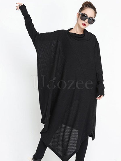 Loose Cropped Solid Goth Midi Dress