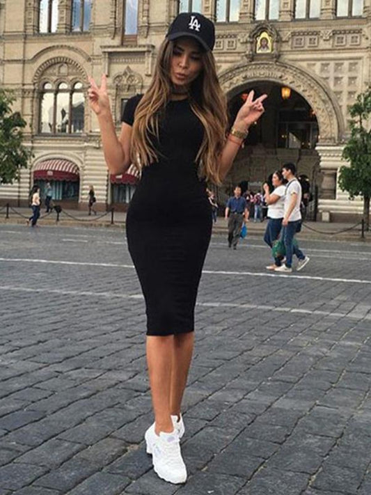 Solid Bodycon Midi Dresses
