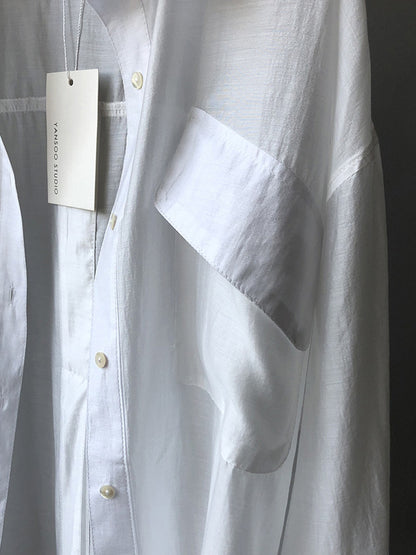 Casual Loose Solid Color Lapel Collar Long Sleeves Shirts