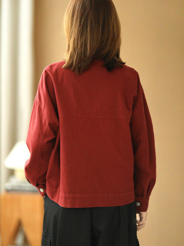 Urban Solid Color Lapel Single Breasted Jacket