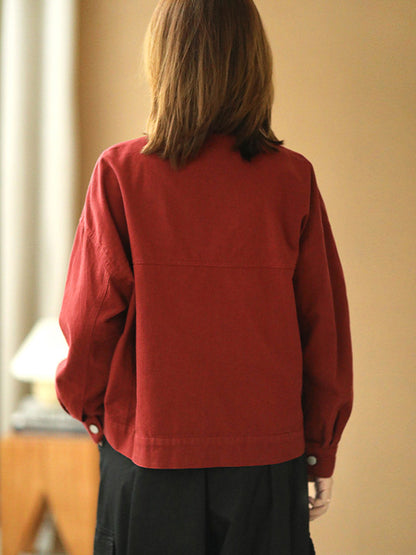 Urban Solid Color Lapel Single Breasted Jacket