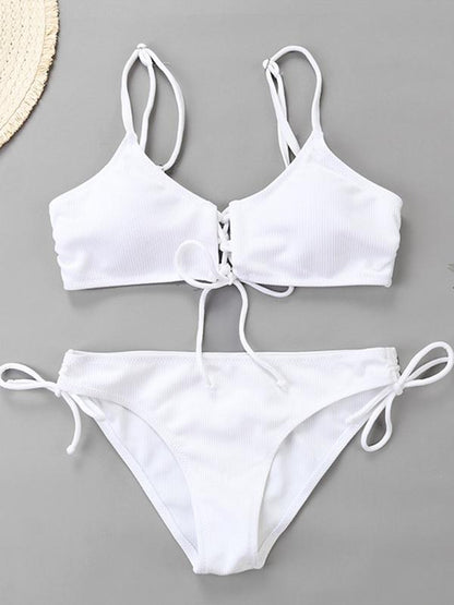 Strap Solid Bikinis Swimwear