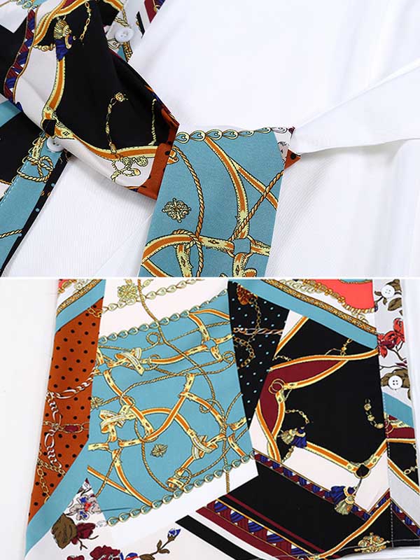 Original Printing Lapel Split-Joint Shirt Dress