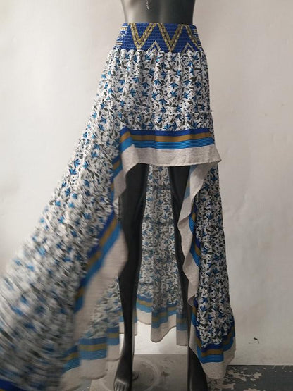 Asymmetric Printed Waisted Bohemia Skirt