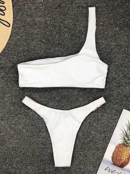 One Shoulder Top With High Cut Bikini