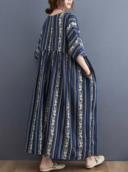 Original Floral Split-Joint Short Sleeve Maxi Dress