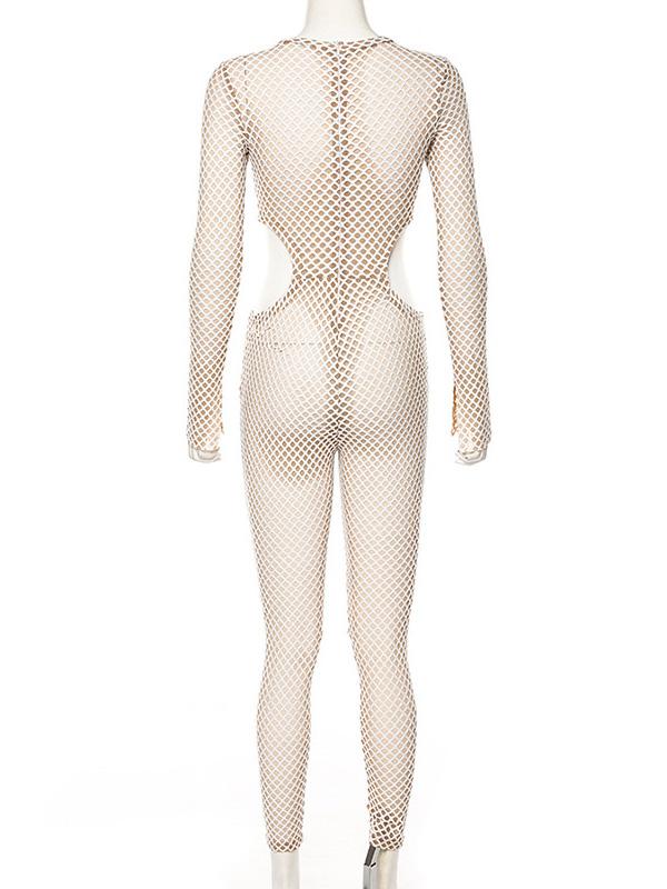 Sexy Mesh Hole Sports Jumpsuits
