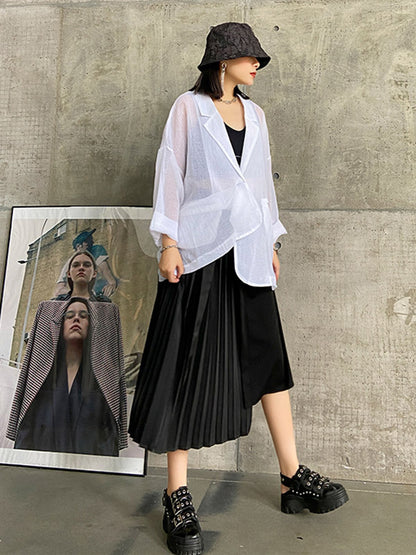 Casual Loose Pleated Asymmetric Skirts Bottoms
