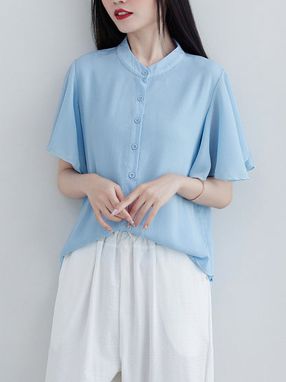 Original 14 Colors Falbala Lapel Blouse Tops