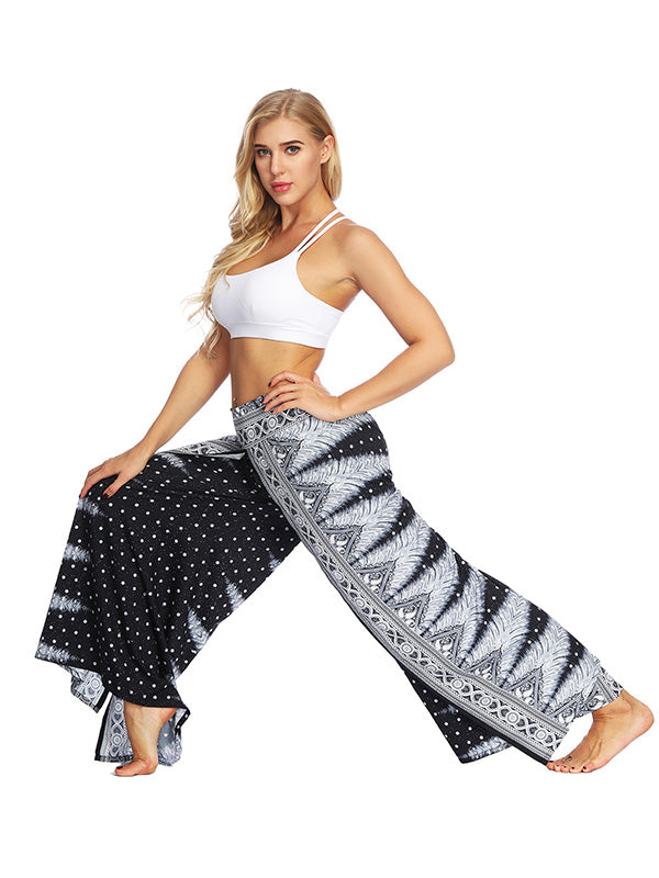 Bohemia Floral Printed Elastics Wide Leg Yoga Pants