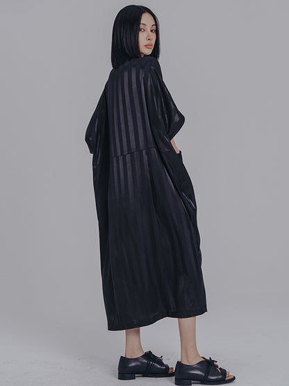Urban Loose Stand Collar Split-Joint Midi Dress