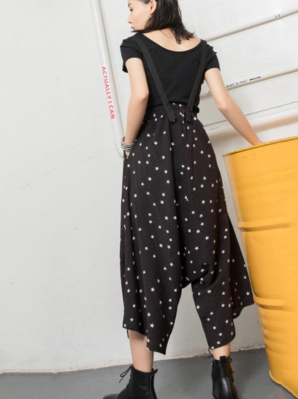 Loose Elastic Waist Harem Pants