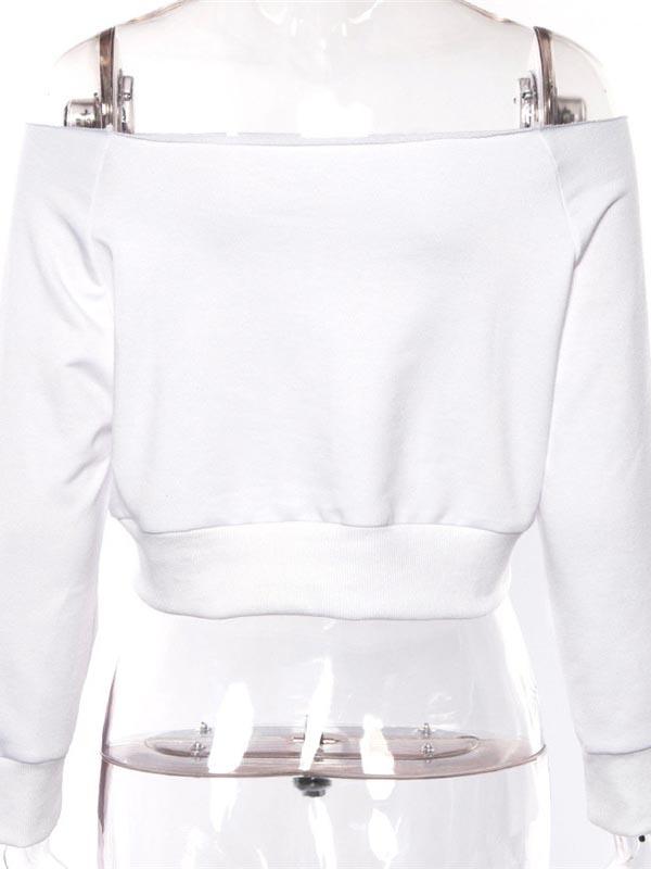 Letter Printed Off-The-Shoulder Sweat  Shirt
