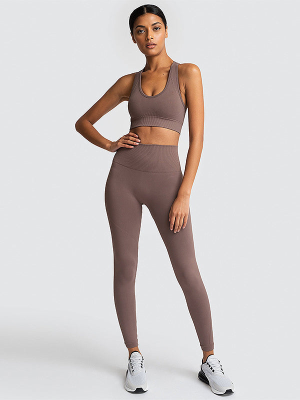 Seamless Simple Color Yoga Suits