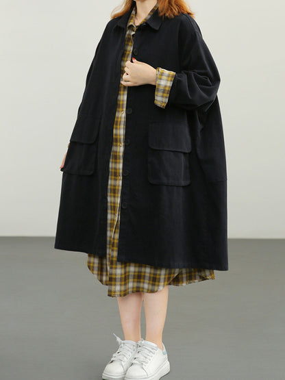 Urban Solid Color Long Sleeves Lapel Trench Coats